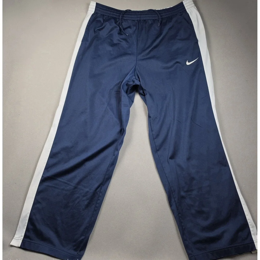 Nike Basketball Vintage Y2K Men's XL Navy Blue White Zip Ankle Track Pants Baggy